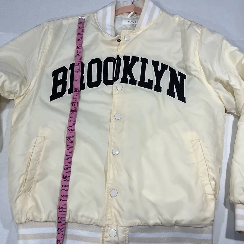 PACSUN CREAM COLOR BROOKLYN BOMBER JACKET - Picture 4 of 9